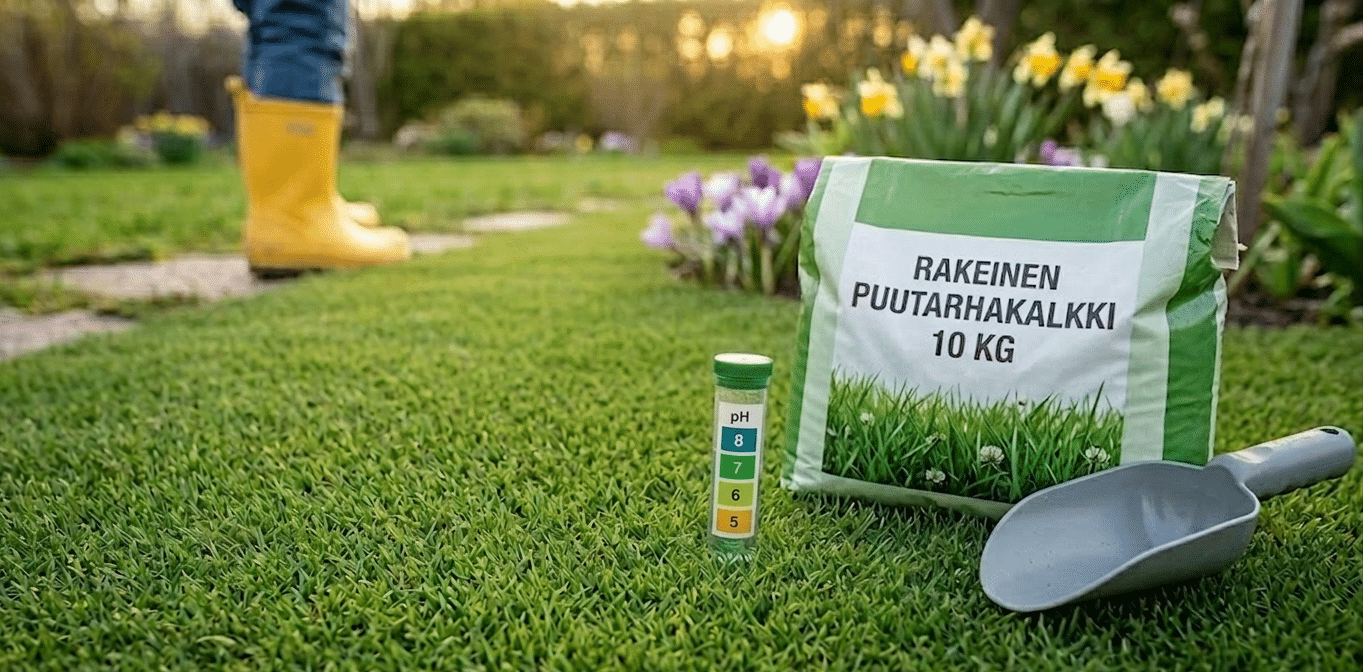 Nurmikon kevätlannoitus tehdään keväällä sulaan ja kantavaan maahan.