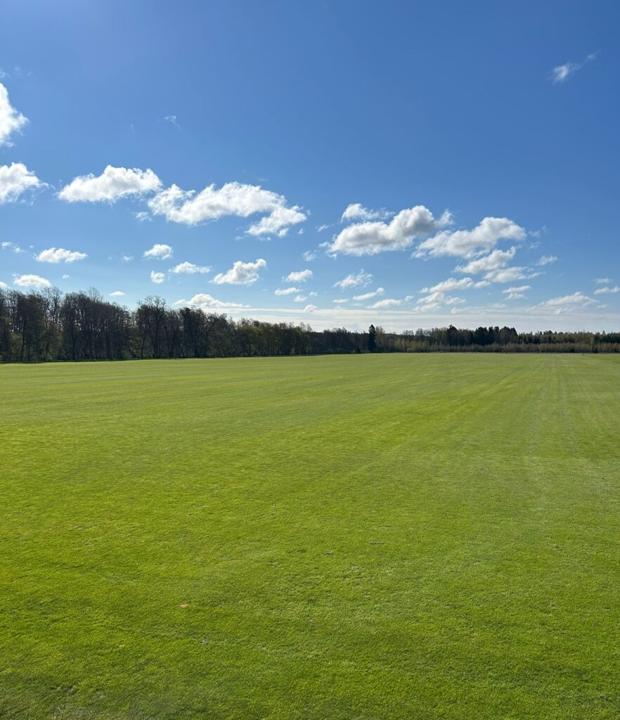 Valmiiksi kasvatettu siirtonurmi, tasainen ja vihreä nurmipinta